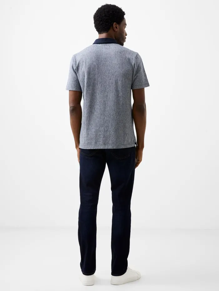 French Connection Graphic Zip Polo Shirt Charcoal Man TShirts and Polo Shirts