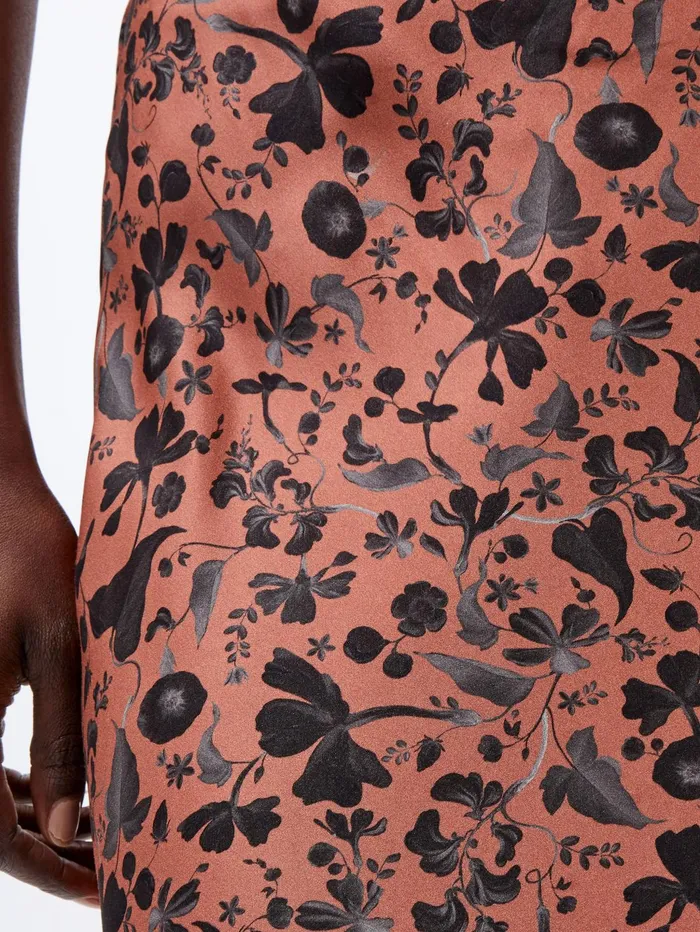 French Connection Jeannie Ennis Eco Satin Maxi Skirt Russet Brown Multi Woman Skirts