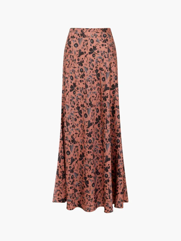 French Connection Jeannie Ennis Eco Satin Maxi Skirt Russet Brown Multi Woman Skirts