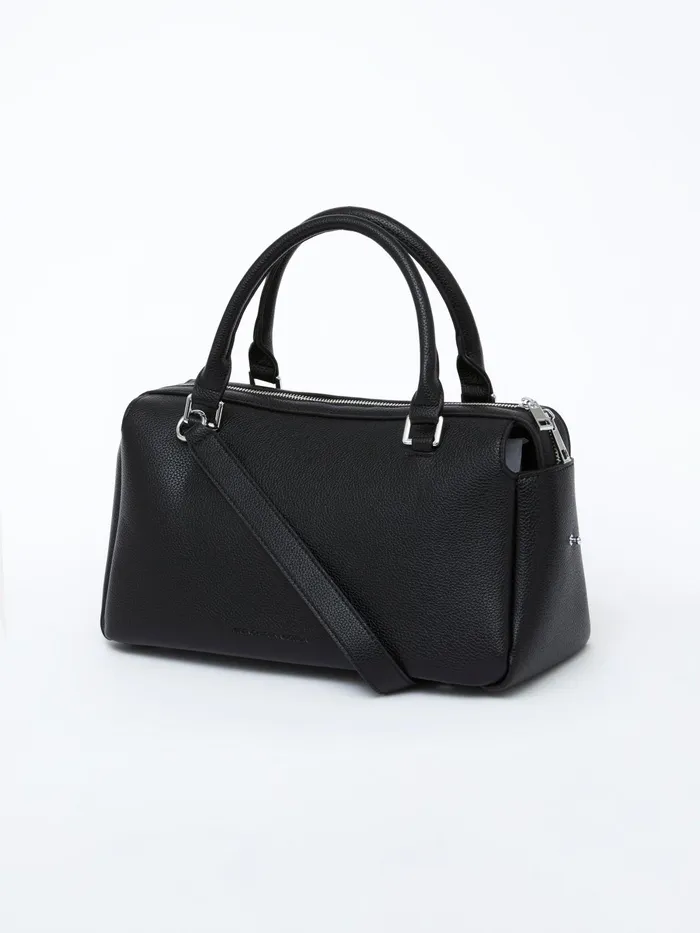 French Connection Jeenna X Textured Bowling Bag Textured Black Woman Bags and Purses