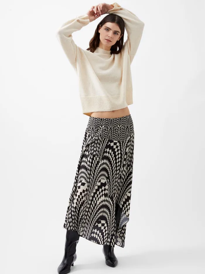 French Connection Kezia Recycled Pearl Cuff Detail Jumper Classic Cream Woman Jumpers and Cardigans