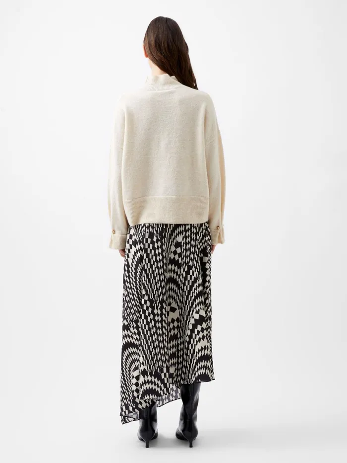French Connection Kezia Recycled Pearl Cuff Detail Jumper Classic Cream Woman Jumpers and Cardigans