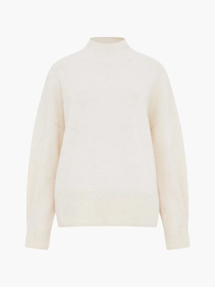 French Connection Kezia Recycled Pearl Cuff Detail Jumper Classic Cream Woman Jumpers and Cardigans