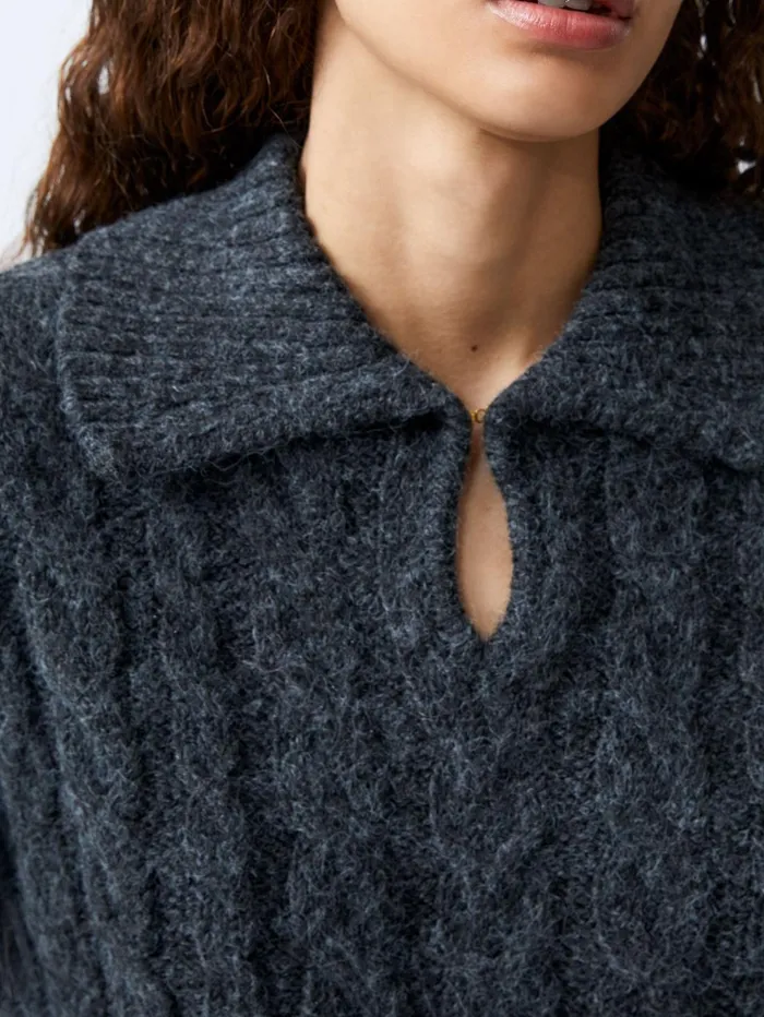 French Connection Kyla Sparkle Long Sleeve Jumper Charcoal Mel Woman Jumpers and Cardigans