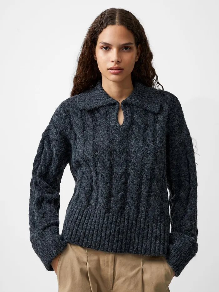 French Connection Kyla Sparkle Long Sleeve Jumper Charcoal Mel Woman Jumpers and Cardigans