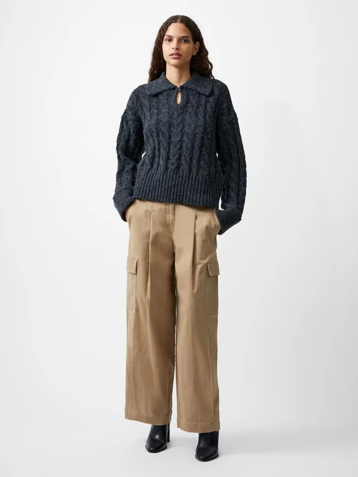 French Connection Kyla Sparkle Long Sleeve Jumper Charcoal Mel Woman Jumpers and Cardigans