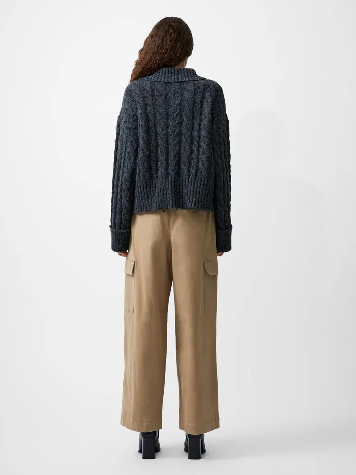 French Connection Kyla Sparkle Long Sleeve Jumper Charcoal Mel Woman Jumpers and Cardigans