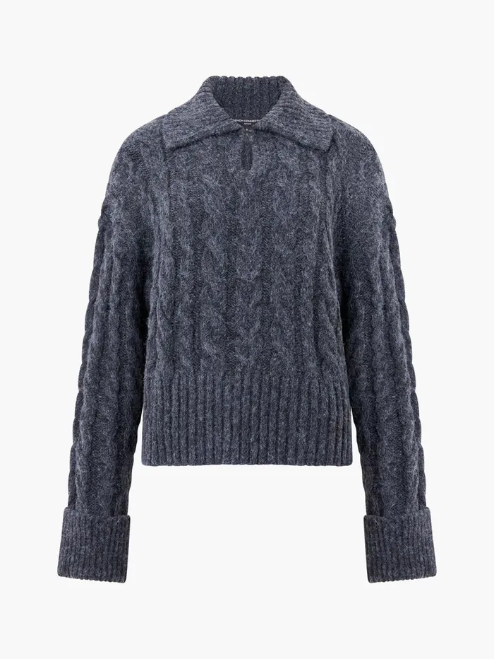 French Connection Kyla Sparkle Long Sleeve Jumper Charcoal Mel Woman Jumpers and Cardigans