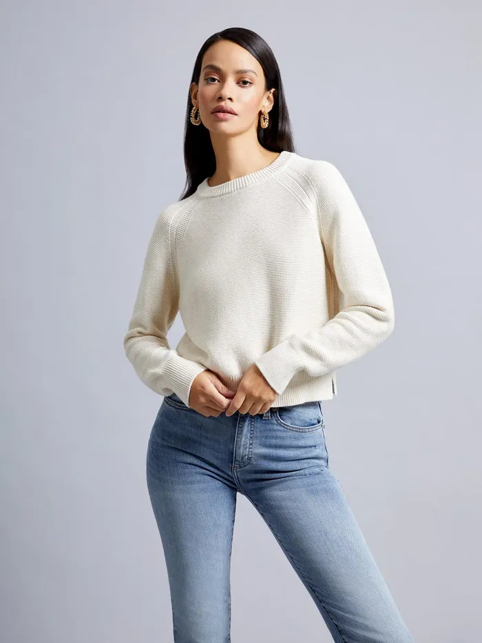 French Connection Lilly Mozart Crew Neck Jumper Oatmeal Melange Woman Jumpers and Cardigans