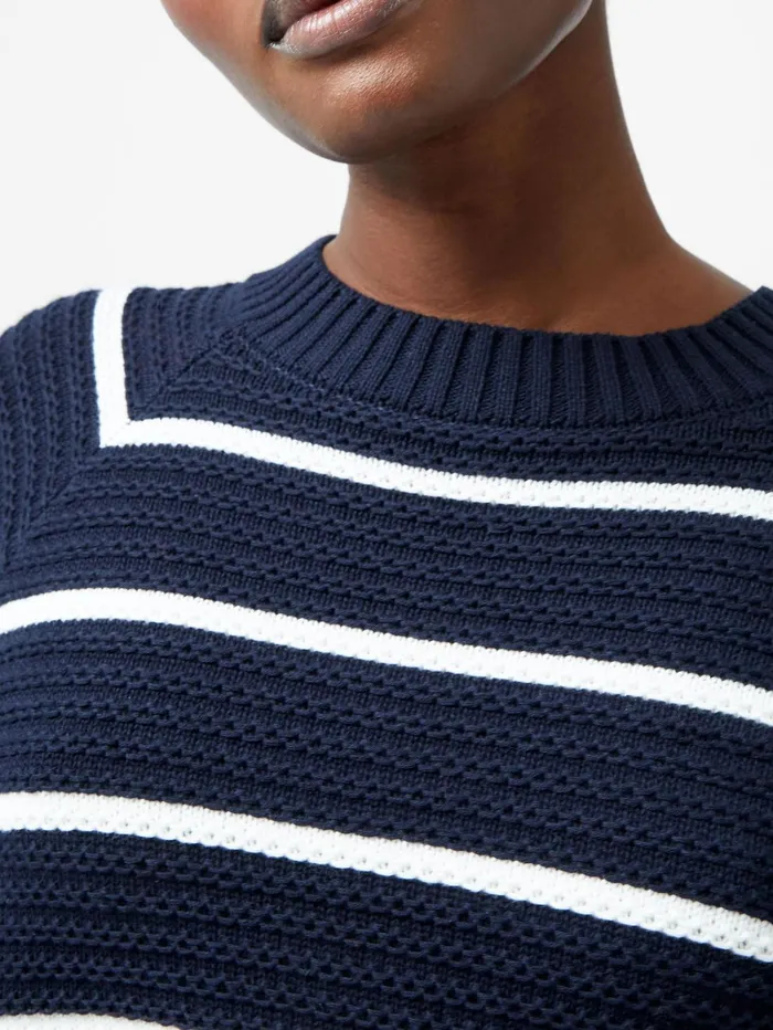 French Connection Lily Mozart Striped Crew Neck Jumper NavySummer White Woman Jumpers and Cardigans