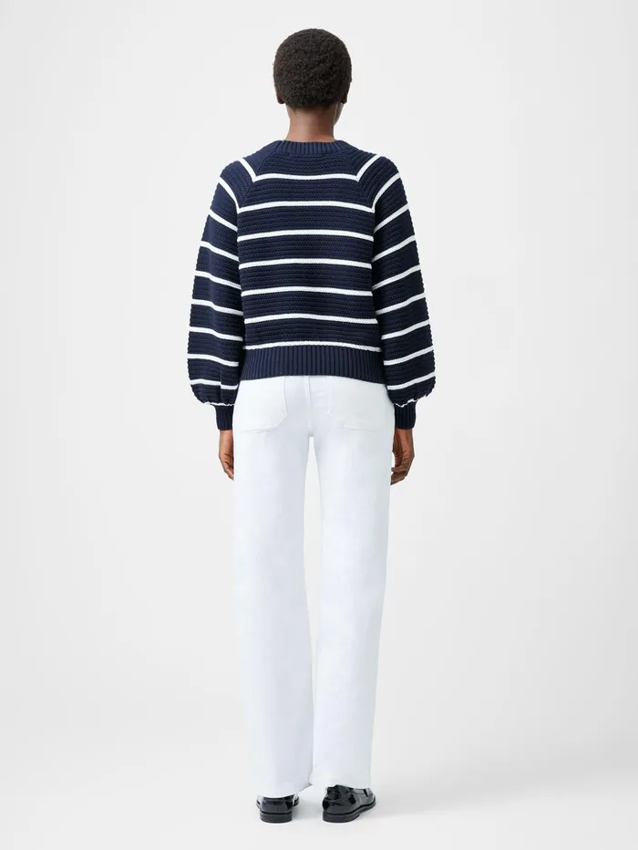 French Connection Lily Mozart Striped Crew Neck Jumper NavySummer White Woman Jumpers and Cardigans