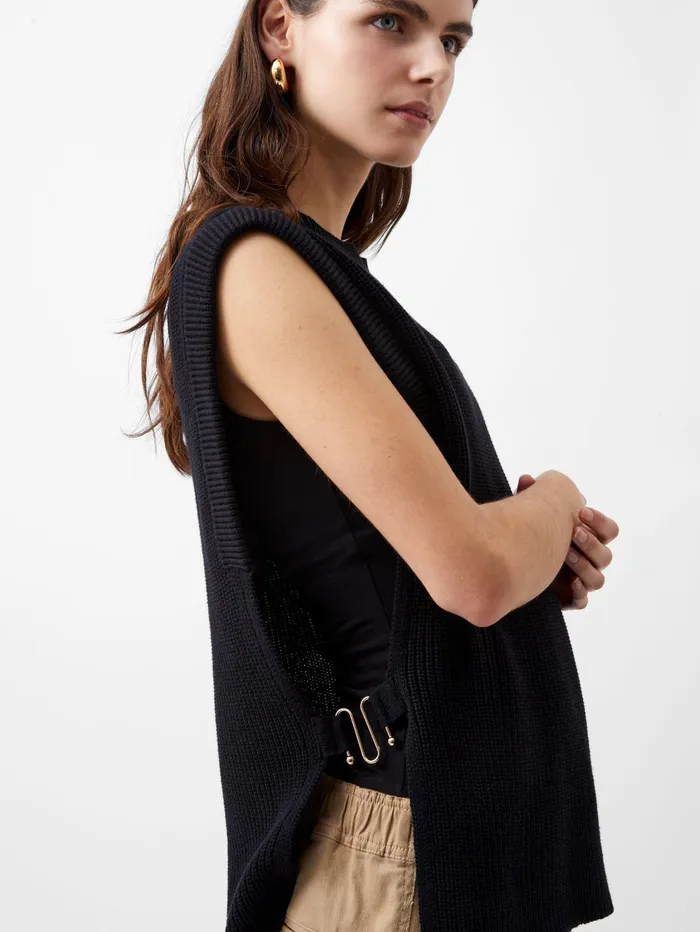 French Connection Lottie Hardware Tabard Blackout Woman Jumpers and Cardigans French Connection Lottie Hardware Tabard Blackout Woman Jumpers and Cardigans