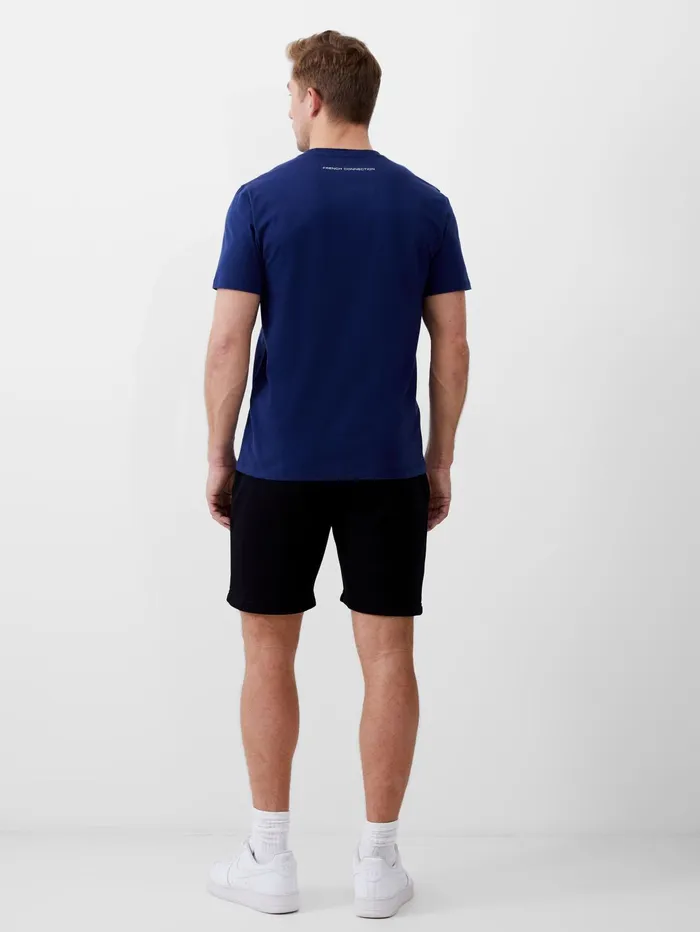 French Connection Mirror Repeat Logo Organic Graphic TShirt Navy Man TShirts and Polo Shirts