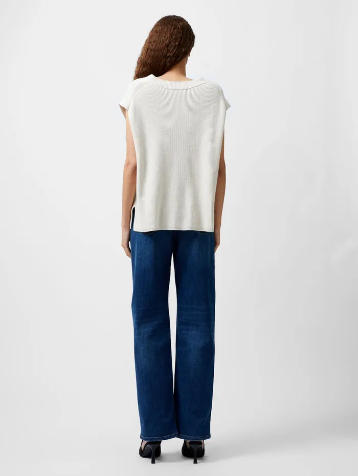 French Connection Nariko Rib Knit Vest Oatmeal Mel Woman Jumpers and Cardigans