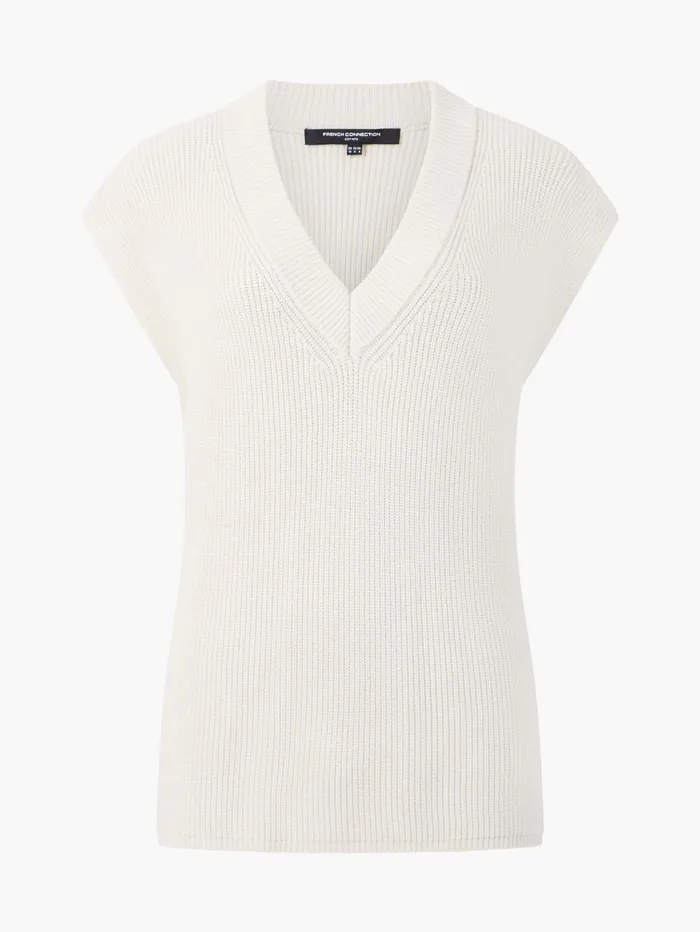 French Connection Nariko Rib Knit Vest Oatmeal Mel Woman Jumpers and Cardigans