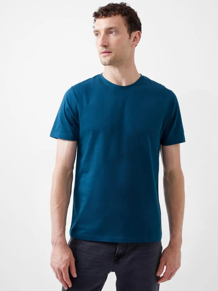 French Connection Organic Cotton TShirt Teal Blue Man TShirts and Polo Shirts