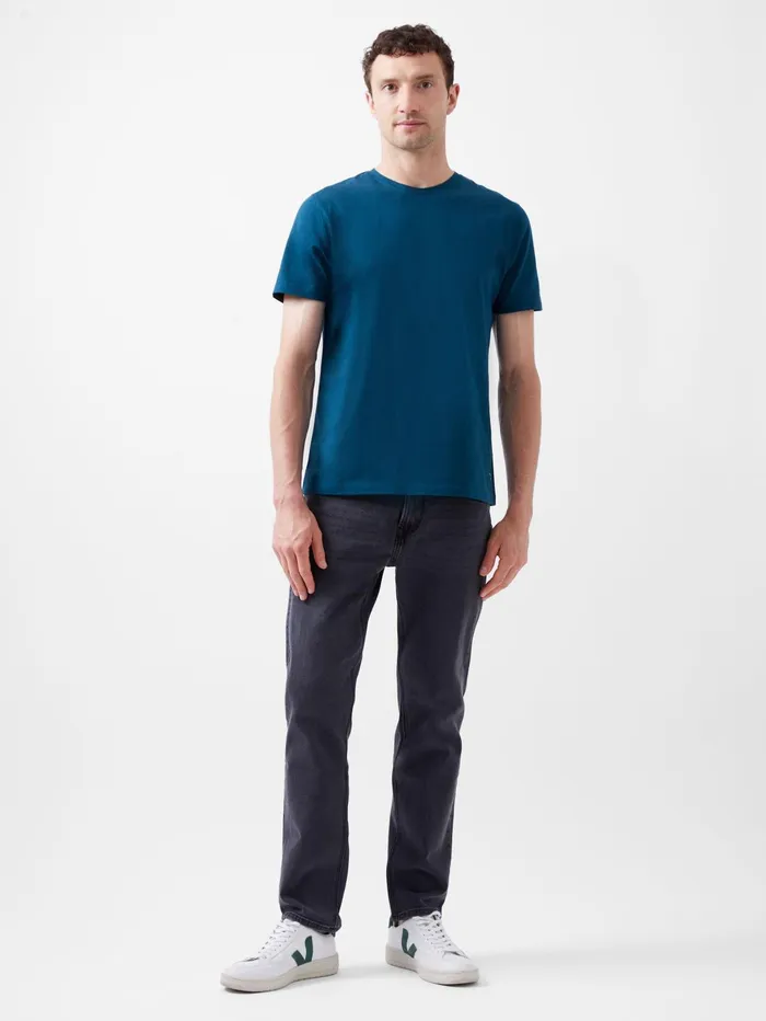 French Connection Organic Cotton TShirt Teal Blue Man TShirts and Polo Shirts