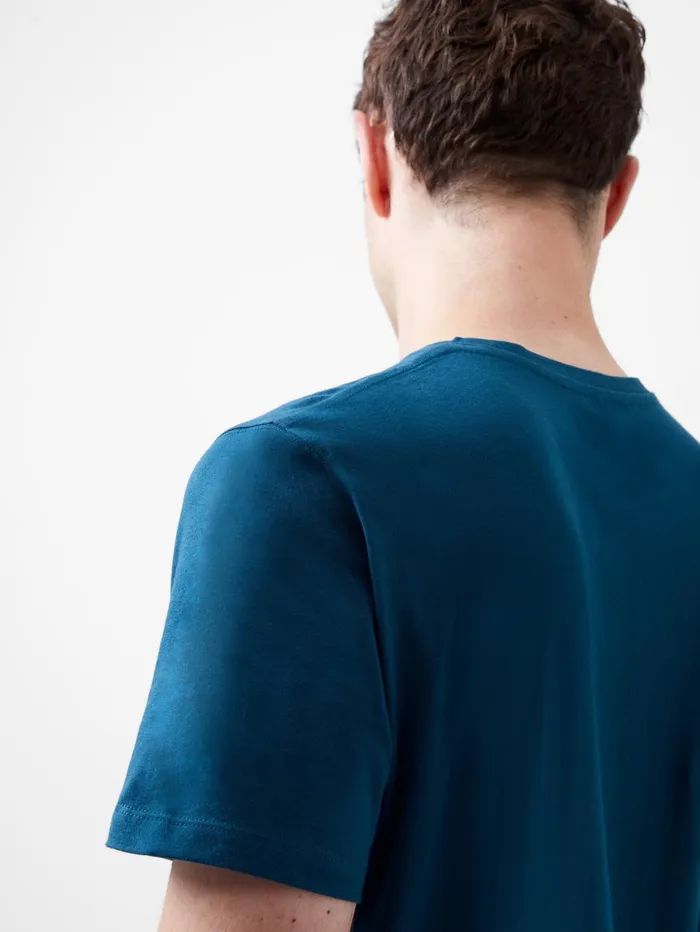 French Connection Organic Cotton TShirt Teal Blue Man TShirts and Polo Shirts