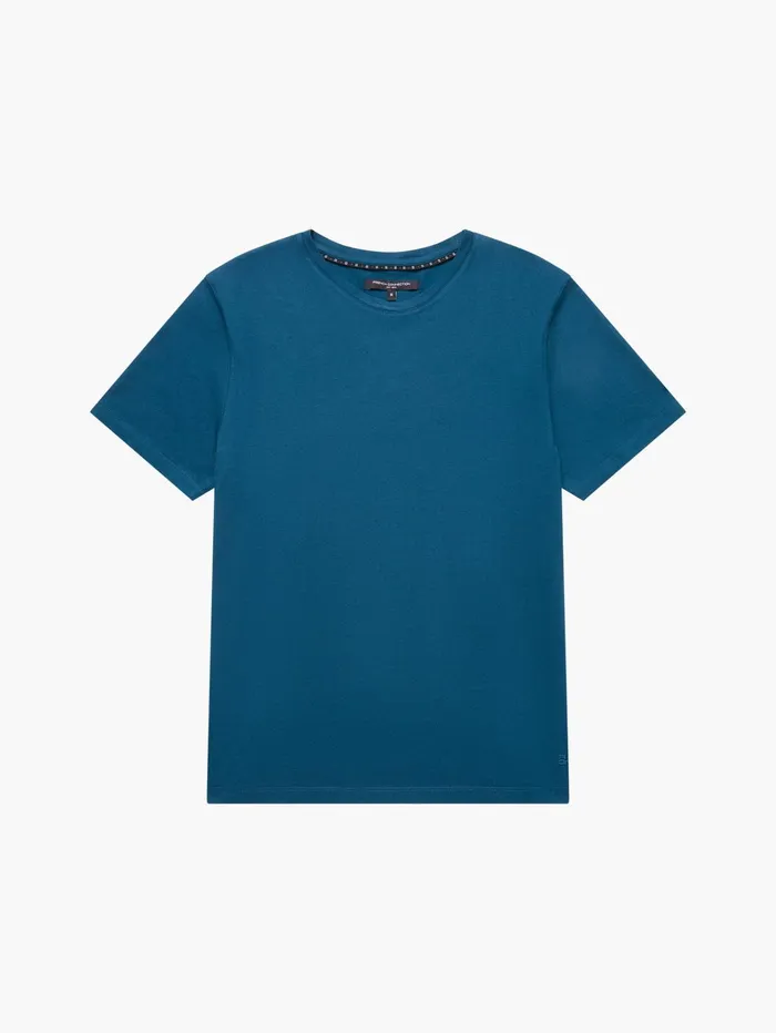 French Connection Organic Cotton TShirt Teal Blue Man TShirts and Polo Shirts
