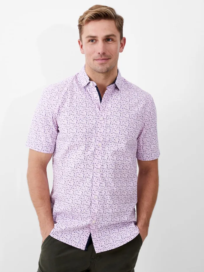 French Connection Patterned Short Sleeve Navy Trim Shirt Floral Pink Man Shirts French Connection Patterned Short Sleeve Navy Trim Shirt Floral Pink Man Shirts