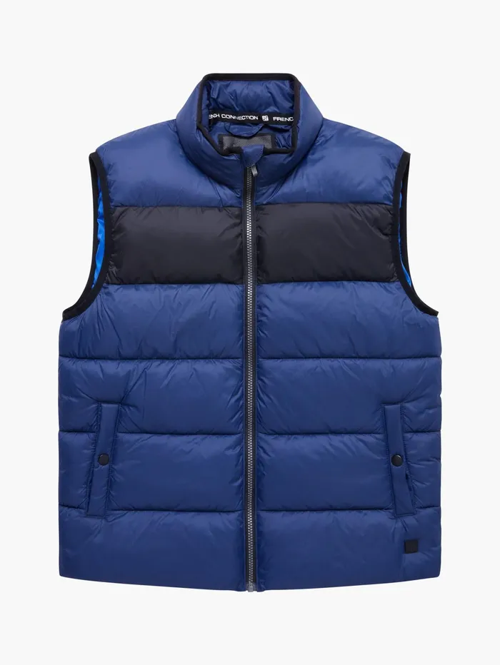 French Connection Quilted Gilet MarineBlack Man Coats and Jackets