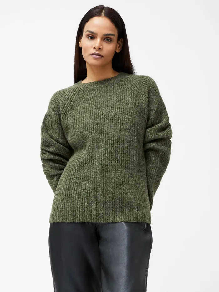 French Connection Raglan Sleeve Jumper Dark Khaki Woman Jumpers and Cardigans