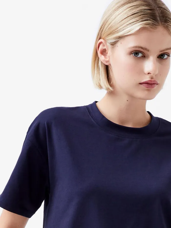 French Connection Rallie Cotton Short Sleeve TShirt Marine Woman Tops