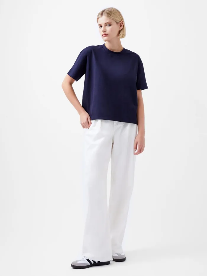 French Connection Rallie Cotton Short Sleeve TShirt Marine Woman Tops