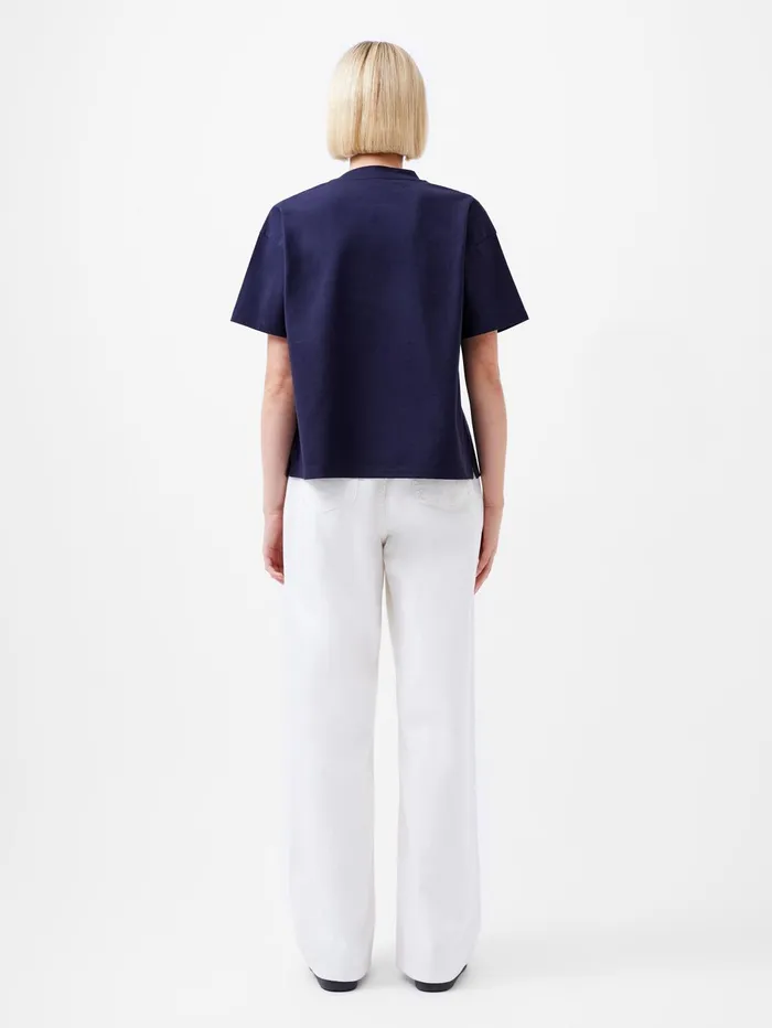 French Connection Rallie Cotton Short Sleeve TShirt Marine Woman Tops