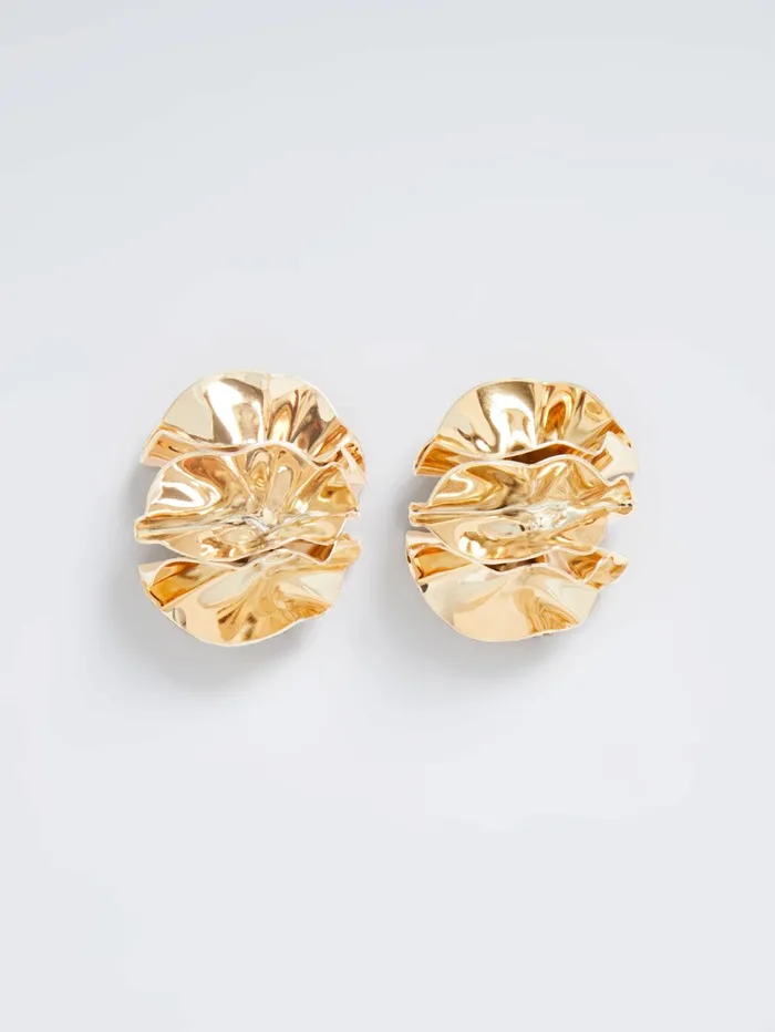 French Connection Ruched Oversized Stud Earrings Gold Woman Jewellery