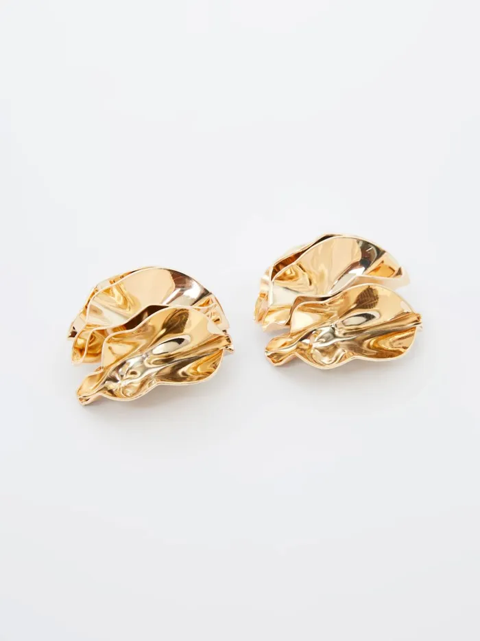 French Connection Ruched Oversized Stud Earrings Gold Woman Jewellery