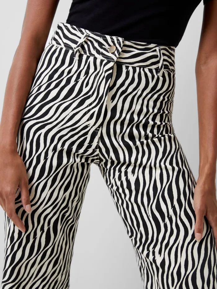 French Connection Seine Atena Twill Trousers Blackout Multi Zebra Woman Coords