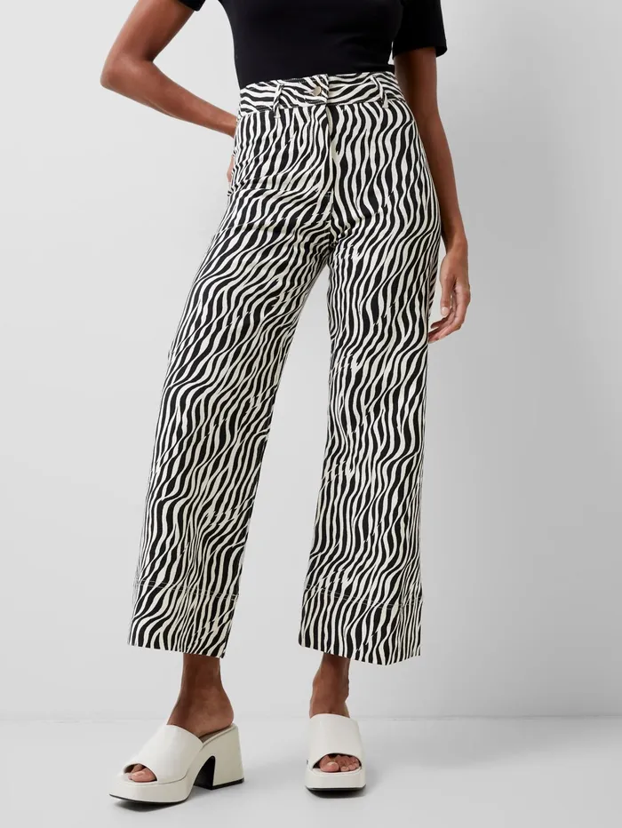 French Connection Seine Atena Twill Trousers Blackout Multi Zebra Woman Coords