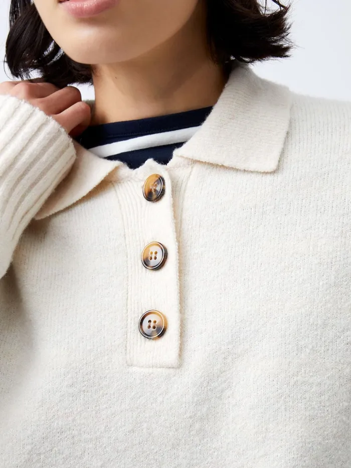 French Connection Vhari Recycled Long Sleeve Button Up Jumper Oatmeal Mel Woman Jumpers and Cardigans