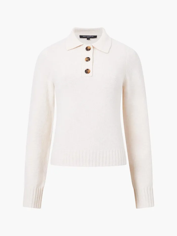 French Connection Vhari Recycled Long Sleeve Button Up Jumper Oatmeal Mel Woman Jumpers and Cardigans