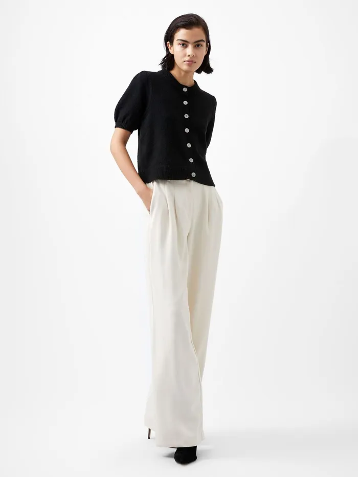 French Connection Vhari Recycled Puff Sleeve Cardigan Black Woman Jumpers and Cardigans