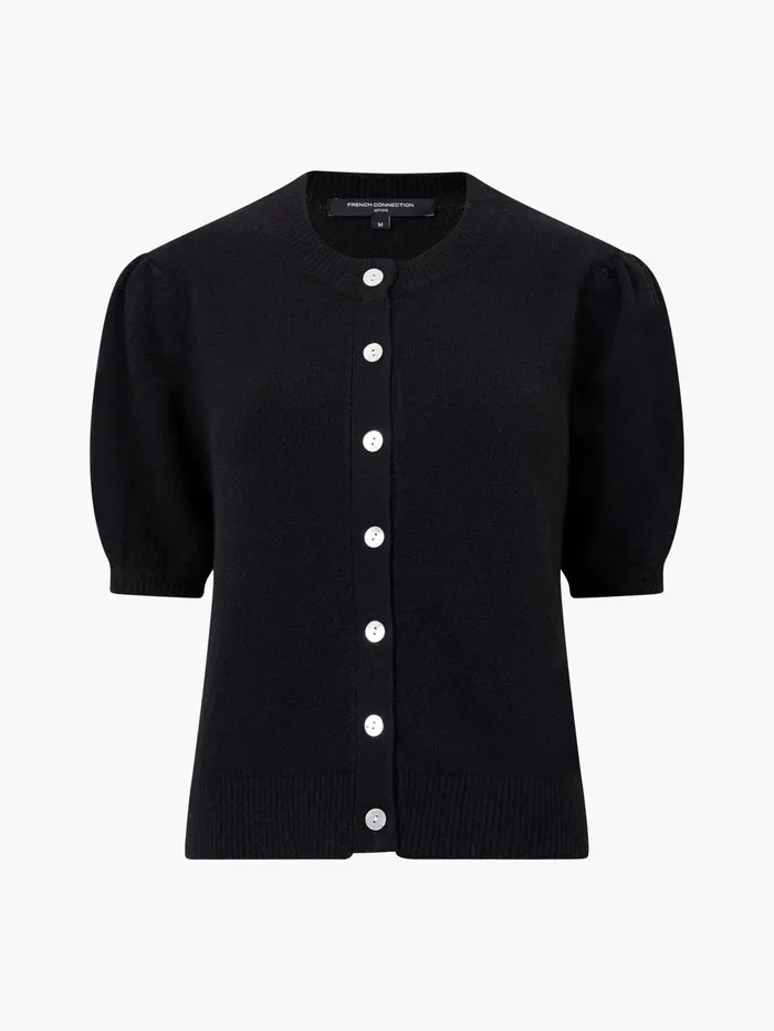 French Connection Vhari Recycled Puff Sleeve Cardigan Black Woman Jumpers and Cardigans