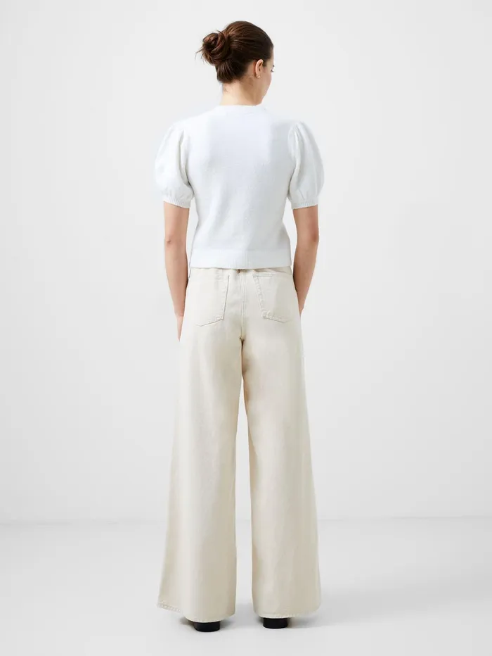 French Connection Vhari Recycled Puff Sleeve Cardigan Winter White Woman Jumpers and Cardigans