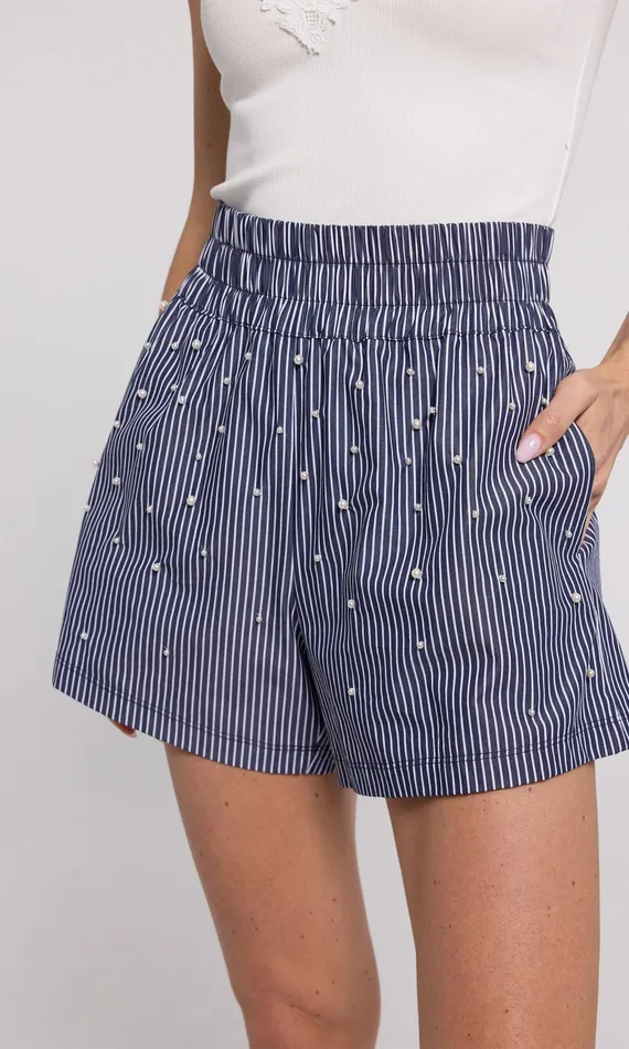 Generation Love Clothing Betty Pearl Embellished Pinstripe Shorts Navywhite Women Shorts Generation Love Clothing Betty Pearl Embellished Pinstripe Shorts Navywhite Women Shorts