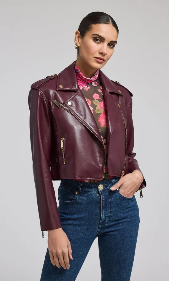 Generation Love Clothing Cosita Vegan Leather Moto Jacket Malbec Women Outerwear Generation Love Clothing Cosita Vegan Leather Moto Jacket Malbec Women Outerwear