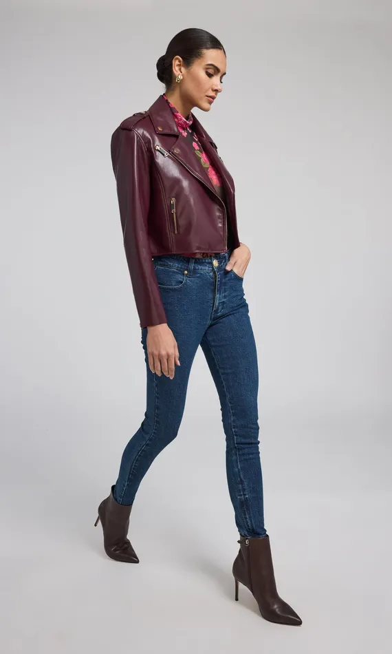 Generation Love Clothing Cosita Vegan Leather Moto Jacket Malbec Women Outerwear