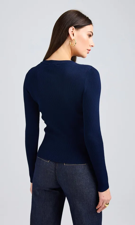 Generation Love Clothing Elda Chain Sweater Navy Women Sweaters and Sweatshirts
