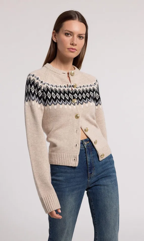 Generation Love Clothing Frances Fair Isle Cardigan Heather Oatmeal Women Sweaters and Sweatshirts Generation Love Clothing Frances Fair Isle Cardigan Heather Oatmeal Women Sweaters and Sweatshirts