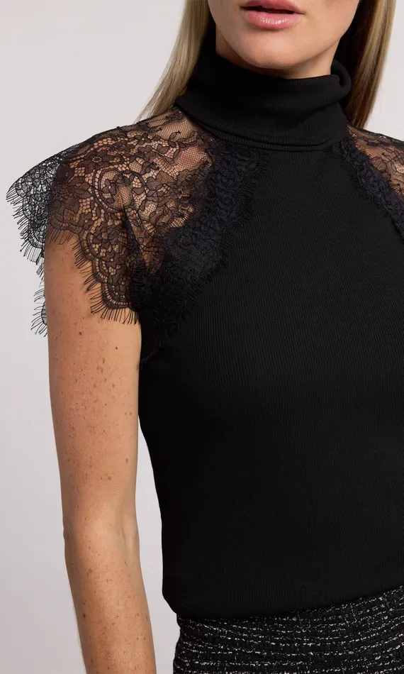 Generation Love Clothing Jessenia Lace Combo Top Black Women Tops