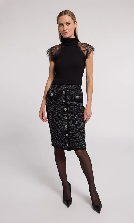 Generation Love Clothing Jessenia Lace Combo Top Black Women Tops