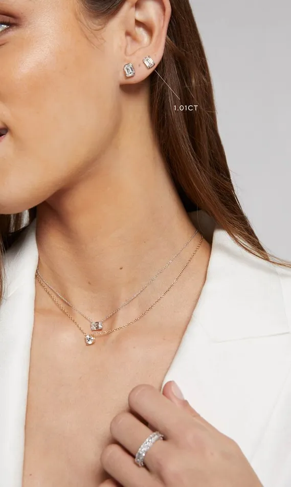 Generation Love Clothing Le Premier Amour Emerald Cut Single Stud 101 Carat Yellow Gold Women Fine Jewelry