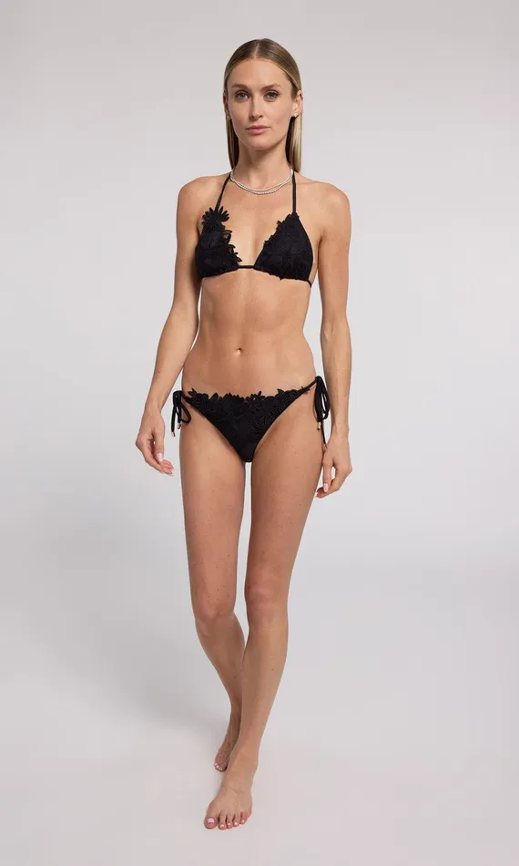 Generation Love Clothing Lucy Lace Combo Triangle Bikini Bottom Black Women Swimwear