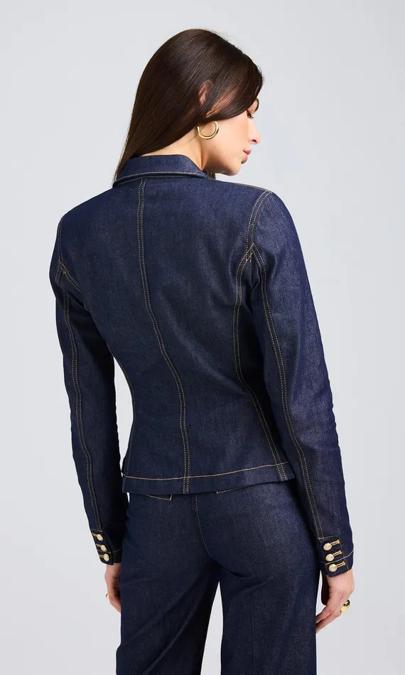 Generation Love Clothing Mara Sheen Denim Jacket Dark Denim Blue Women Blazers and Jackets
