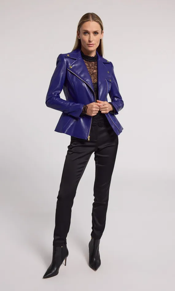 Generation Love Clothing Selah Vegan Leather Moto Jacket Power Purple Women Outerwear