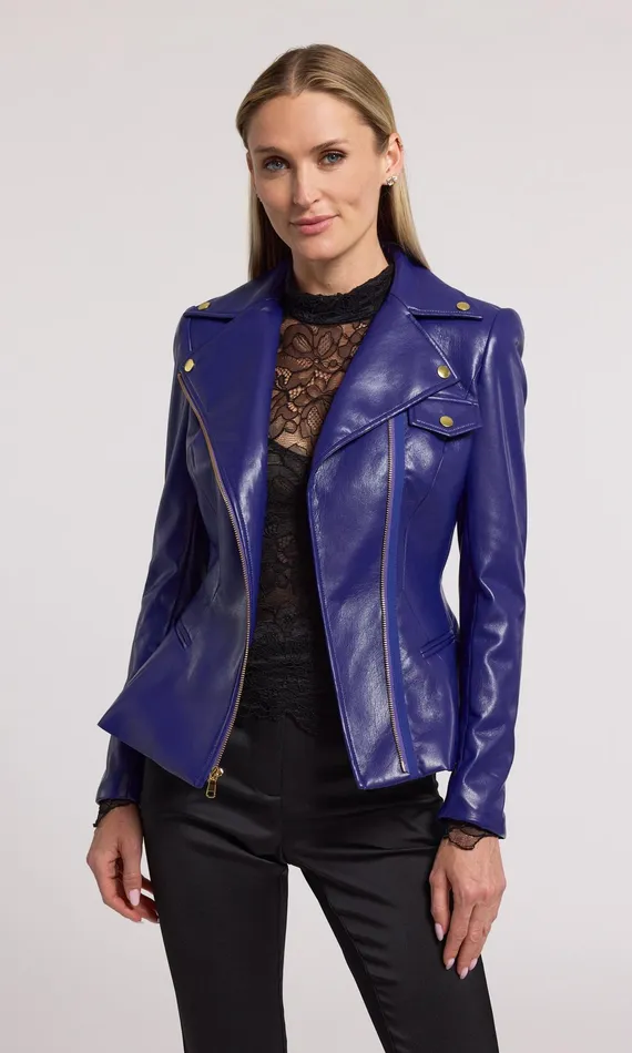 Generation Love Clothing Selah Vegan Leather Moto Jacket Power Purple Women Outerwear